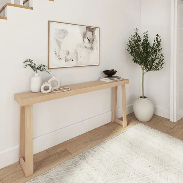 Plank+Beam 66" Classic Console Table, Solid Wood Entryway Table, Foyer Tables, Narrow Console Tables