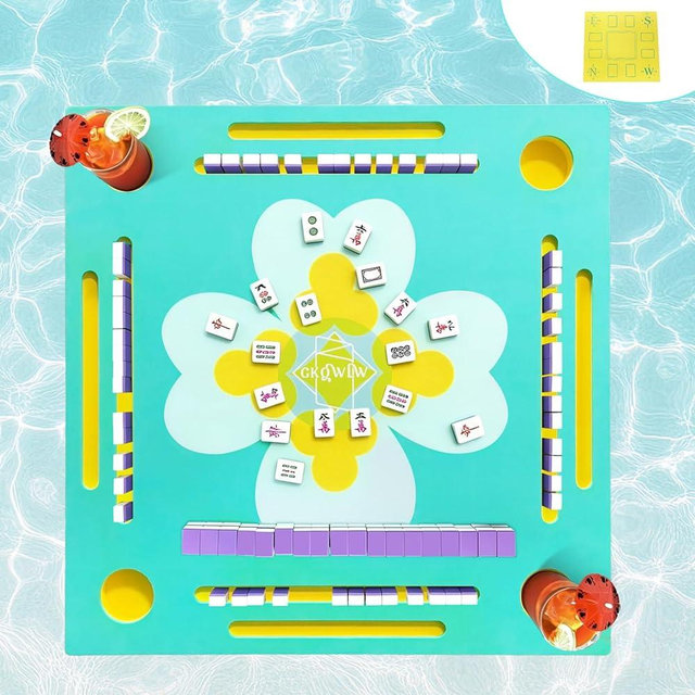 GKQWLW Floating Mahjong Table for Pool, Double-Sided Water Game Tray with Mahjong & Poker Card Playing Surfaces for Poker, Card, Dominoes, Board Games and Summer Pool Party Supplies
