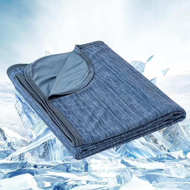 OIGAE Cooling Blanket for Hot Sleepers - Soft & Lightweight Summer Cold Blanket for Night Sweats | Perfect for Bed, Couch, Sofa (Dark Blue, California King 96" x 102")