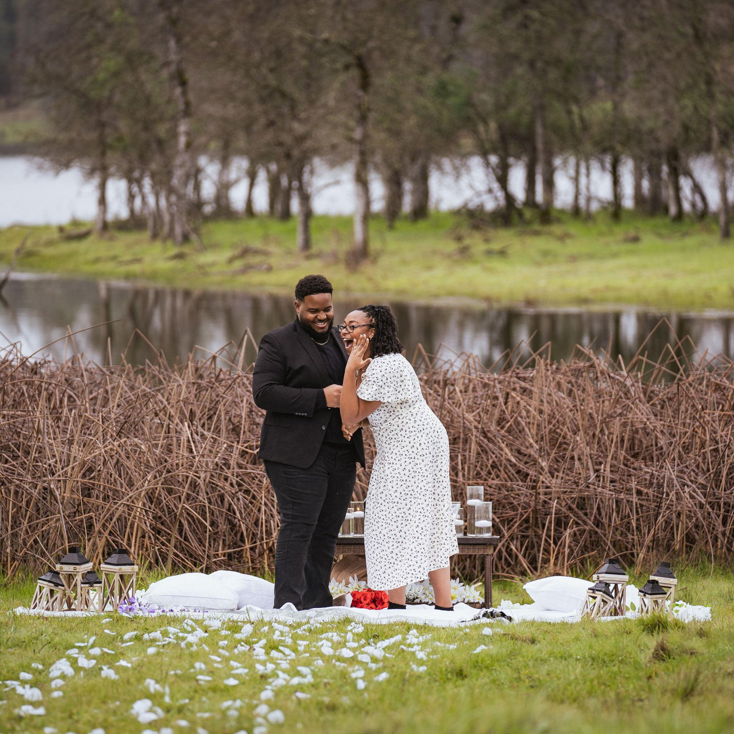 Showing off the ring to mom who was on FaceTime