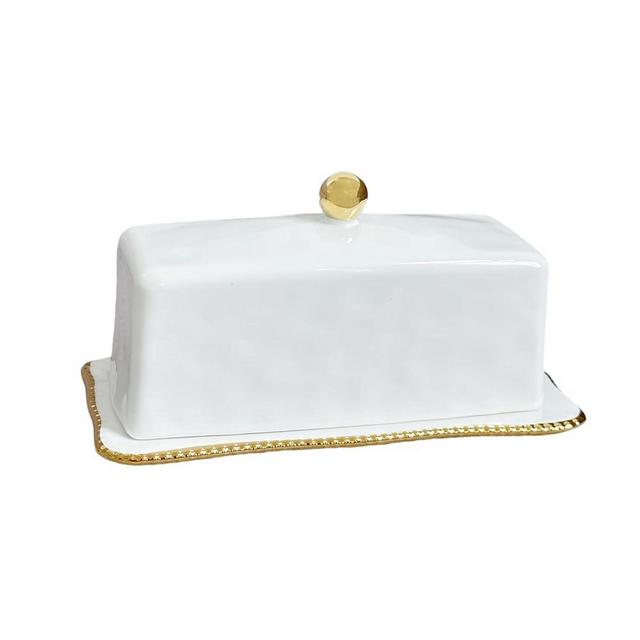 HAN SHENG Ceramic Butter Dish with Lid Countertop Butter Dish Butter Keeper Butter Container Butter Holder Butter Tray Kitchen Decor for 3.5’’L x 1.5’’W x 1.5’’H, 4.8’’L x 1.3’’W x 1.3’’H Butter