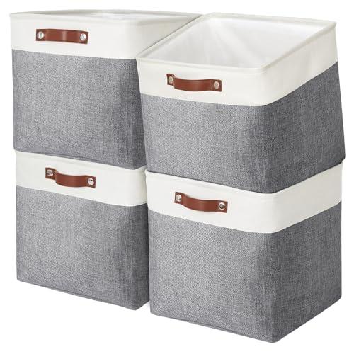 Pulnimus Cube Storage Bins Large Organizer Baskets 11x11x11 - Fabric Closet Storage Collapsible Organizer Baskets with Handles for Organizing Clothes Toys Nursery Shelves-4pcs