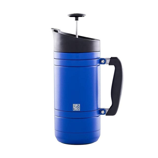 BruTrek BaseCamp Coffee Press - Double Wall Insulated Stainless Steel - Bru-Stop Technology, No Grounds in Coffee, No Spill Lid (Mountain Lake, 48 fl.oz)