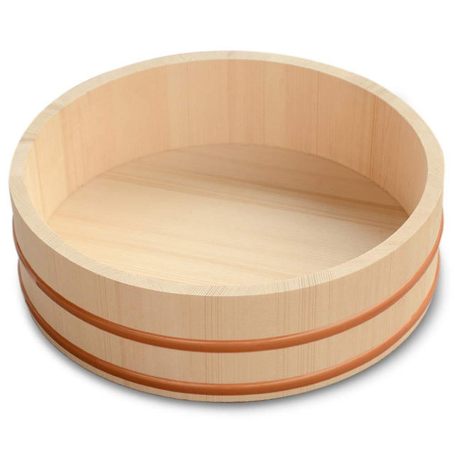 11.8 Inch Wooden Sushi Rice Bowl Hangiri Sushi Oke Rice Mixing Tub