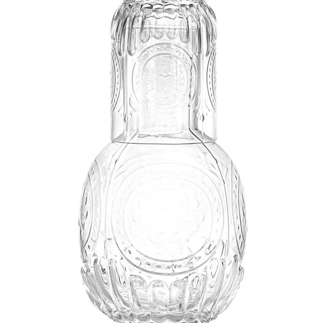 RockTrend Retro Clear Glass Bedside Night Carafe and Tumbler Glass Set, 33 oz Capacity