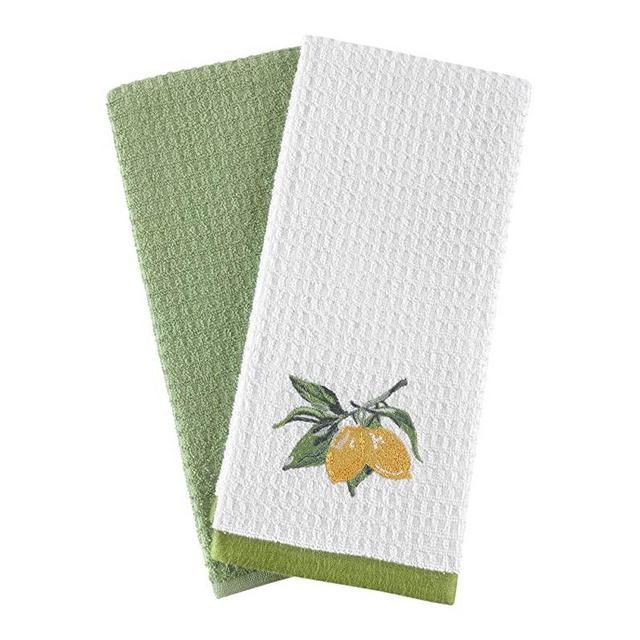 Hiera Home Kitchen Towels - Ultra Soft Cotton and Super Absorbent Dish Towels for Kitchen, Large Kitchen Towel 24x16 Inches, Natural Cotton Dish Towels , Lemon Kitchen Towel Pack of 2 (Lemon)