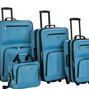 Rockland Journey Softside Upright Luggage Set,Expandable, Turquoise, 4-Piece (14/19/24/28)