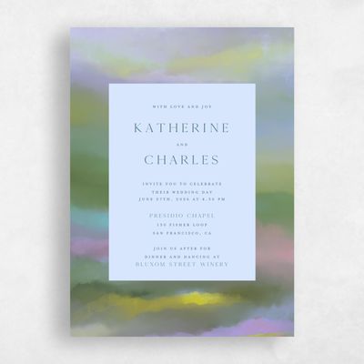 Pale Blue Wedding Invitation - Highland Portrait