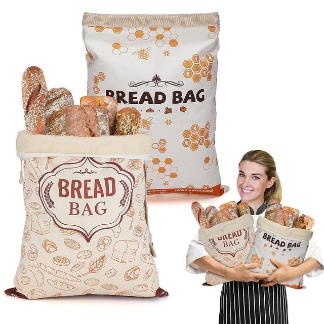 2pcs Beeswax Bread Bags for Homemade Bread - Reusable Cotton Sourdough Breads Storage Bags, Large Beeswax Wraps Breads Storage to Keep Fresh, Kitchen Baker Gifts