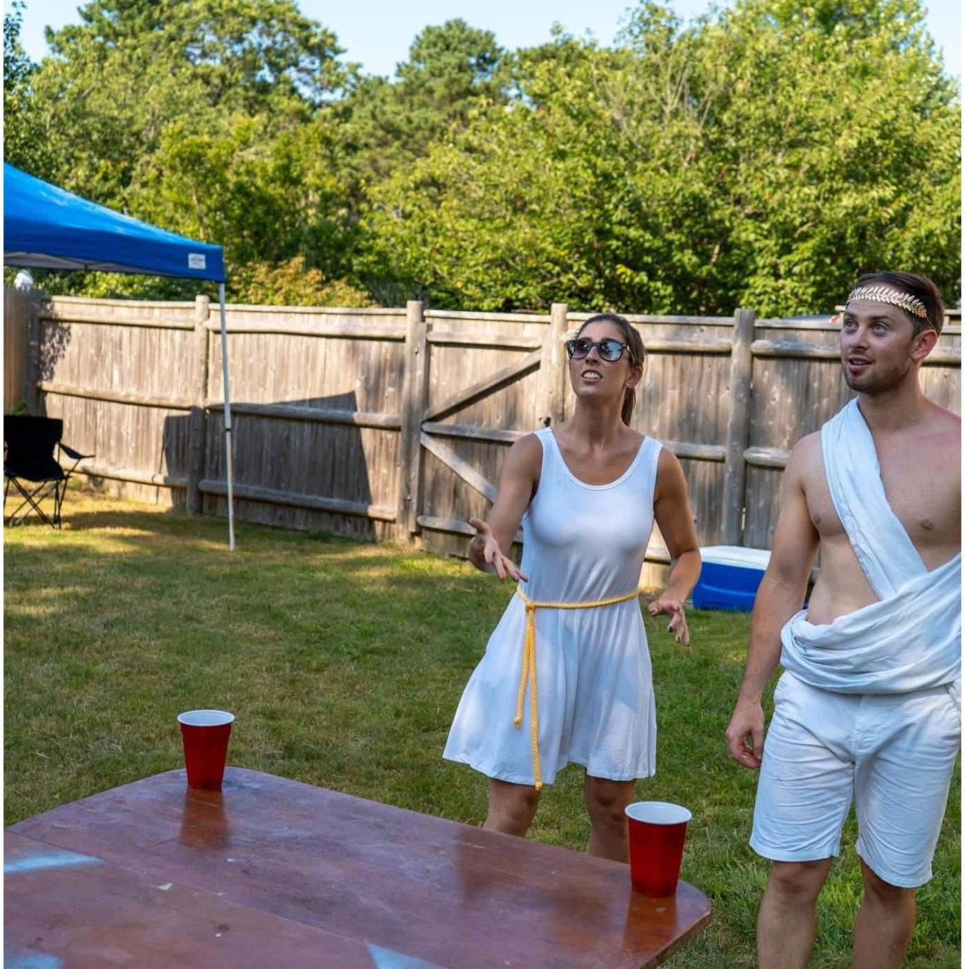 One of our favorite annual traditions, Beer Olympics! The couple that stays together wins together.. and loses together, we've never actually won.