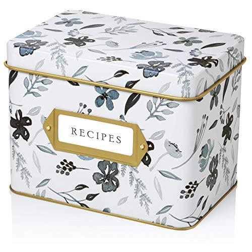 Jot & Mark Recipe Card Complete Gift Box | Decorative Tin Box, Recipe Cards, Index Dividers (14 dividers, 50 4x6 inch Cards, 1 Box)