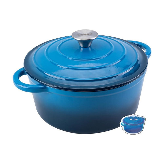 WOKINS 5.5QT Enameled Cast Iron Dutch Oven Pot with Lid,Heavy-Duty Cookware for Sourdough Bread Baking,Braising,Stews,Roasting,Oven Safe up to 500°F,blue