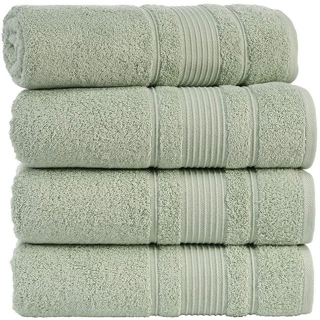 Qute Home 100% Turkish Cotton Bath Towels (27 x 52 inches) 4 Pieces Towel Set, Green