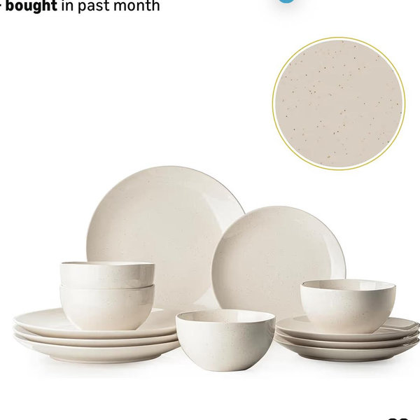 Dafuceramic Plates and Bowls Sets, 12 Pieces Modern Stoneware Dinnerware Set for 4 Kitchen Dinner Set Ceramic Dishware Dishes Set Microwave and Dishwasher Safe (White)