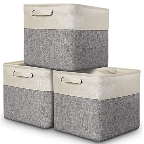 AivaToba Foldable Cube Storage Bins Set 13” x 13” x 13” Large Collapsible Storage Cube Organizer and Fabric Storage Basket for Shelf Nursery Home Closet & Office-Set of 3