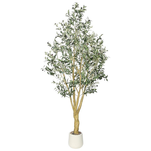 SIUJOJO Faux Olive Tree 7ft - Realistic Tall Silk Olive Trees Artificial Indoor Decor - Large Potted Fake Olive Tree with Branches and Fruits - Artificial Olive Trees for Home Office Decor Indoor