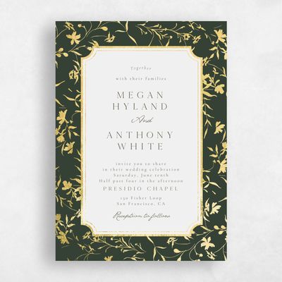 Deep Forest, Green Wedding Invitation - Vasara Portrait Foil