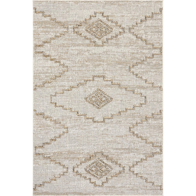Nuloom Izetta Geometric 5x8 Indoor/Outdoor Area Rug for Living Room Patio Deck Front Porch Kitchen, Beige/Tan