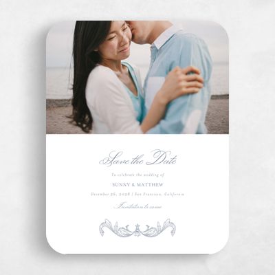 White Rounded Wedding Save the Date - Lezzeno Photo