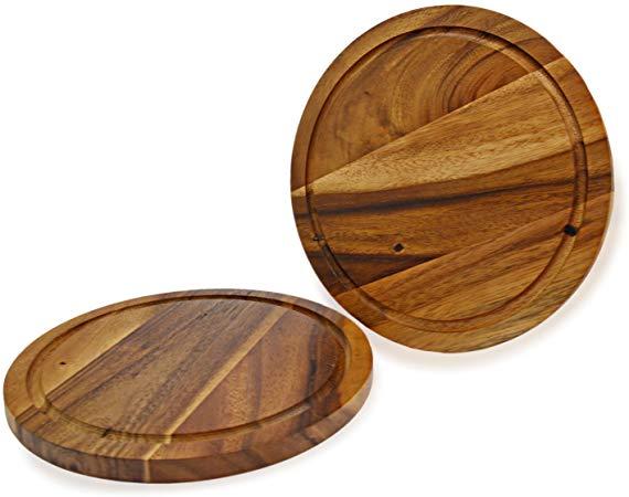 roro Acacia Wood Trivet or Charger with Groove, 10 Inch set of 2