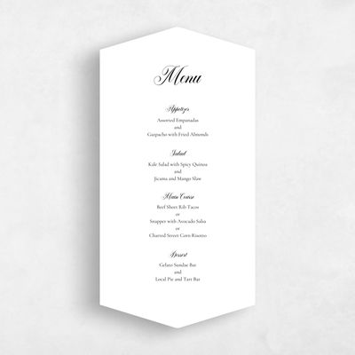 White Diamond Wedding Menu - Henderson