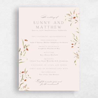 Beige Wedding Program - Pero