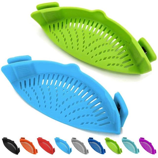 Clip-on Kitchen Food Strainer for Spaghetti, Pasta, Meat, Fruits, Vegetables. Silicone Kitchen Food Strainer for Pots & Bowls