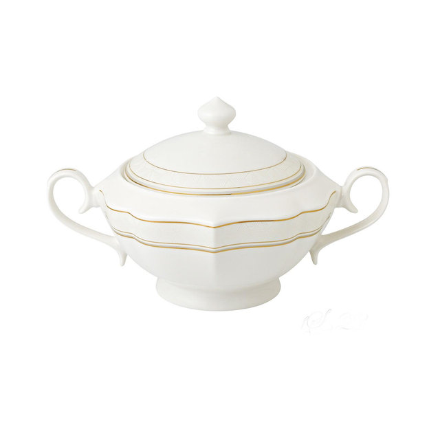 Lorren Home Trends La Luna Collection Bone China Soup Tureen and Lid, Charlotte Design