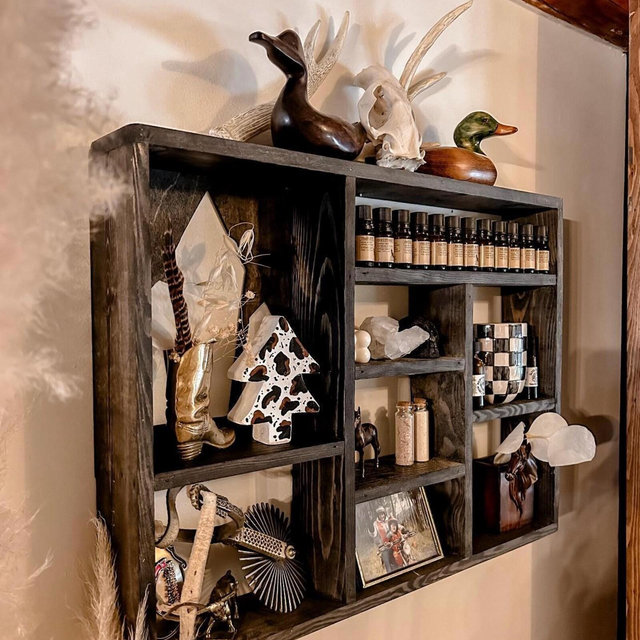 Handmade Wood Apothecary Shelf, Moon Phase Decor, Crystal Shelf