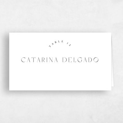 White Modern Wedding Place Card - Okavango