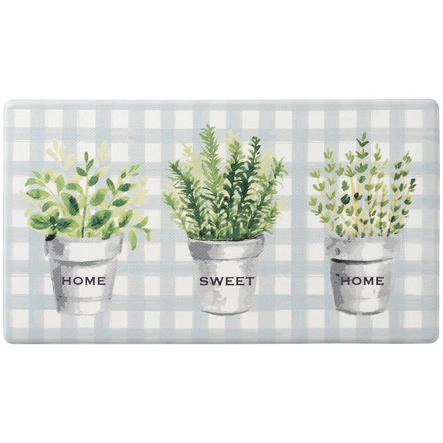 Bee & Willow™ Home Potted Herbs 20" x 36" Comfort Kitchen Mat in Blue