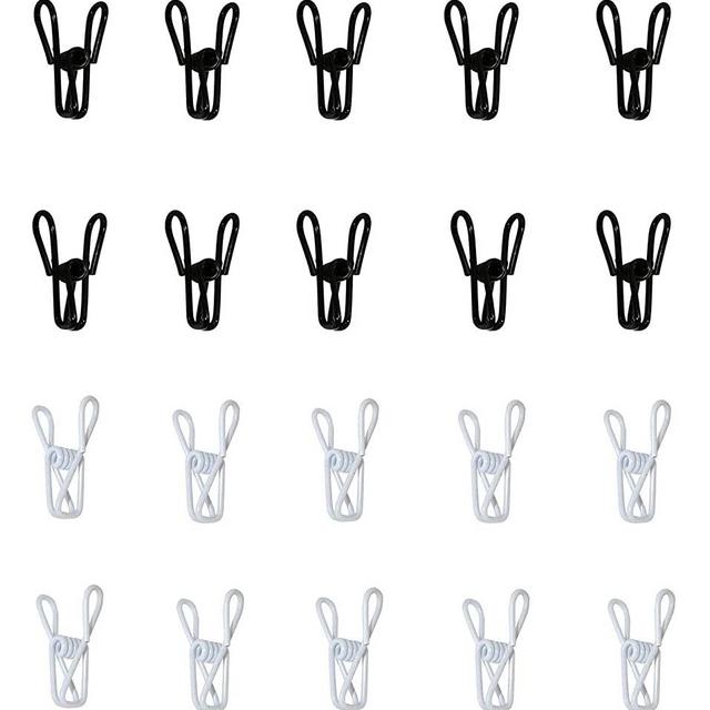 Chip Clips, 20 Pcs 2 Inch Black + White Utility Matel Clips PVC-Coated High Elasticity Good Persistence for Clothespins Paper Clips Food Clips Bag Clips Clothes Pins(10 Pcs Black + 10 Pcs White 20pcs)