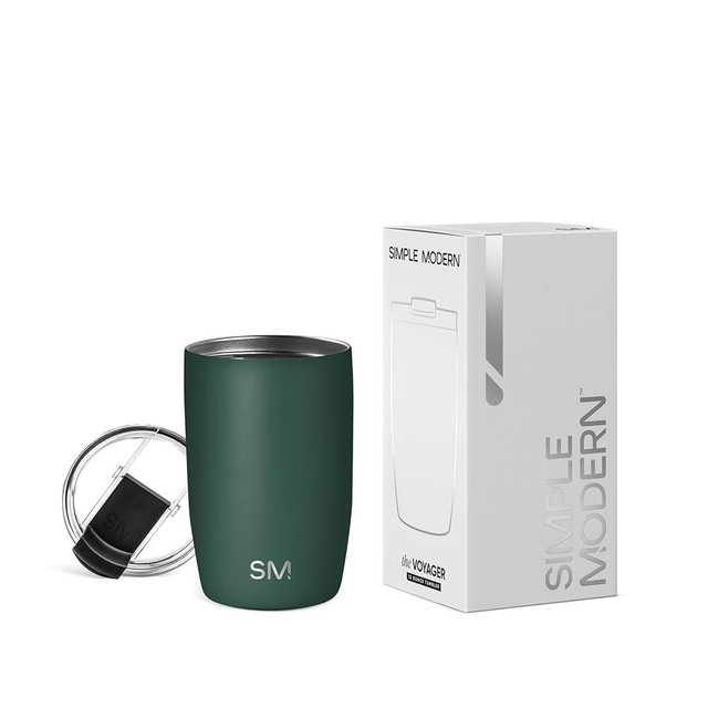 Simple Modern Travel Coffee Mug Tumbler with Flip Lid | Reusable Insulated Stainless Steel Cold Brew Iced Coffee Cup Thermos | Gifts for Women Men Him Her | Voyager Collection | 12oz | Forest