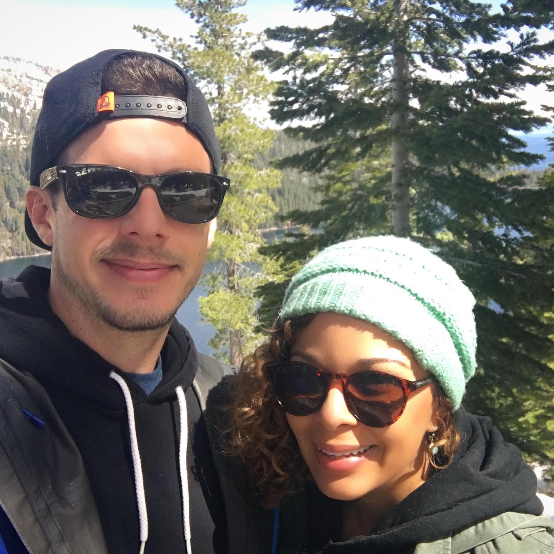 Hiking over Emerald Bay on Lake Tahoe.