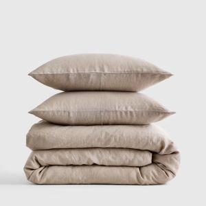 European Linen Duvet Cover Set in Toffee