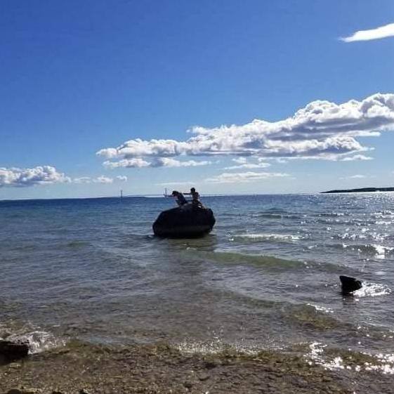 Trip to Mackinac Island with the Bruhn family - such a cool rock!