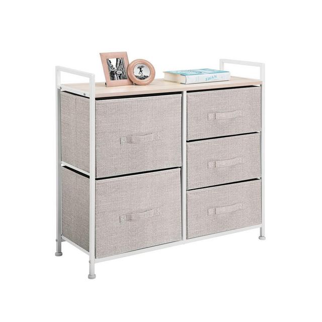 mDesign Storage Dresser Furniture, 5 Removable Fabric Drawers