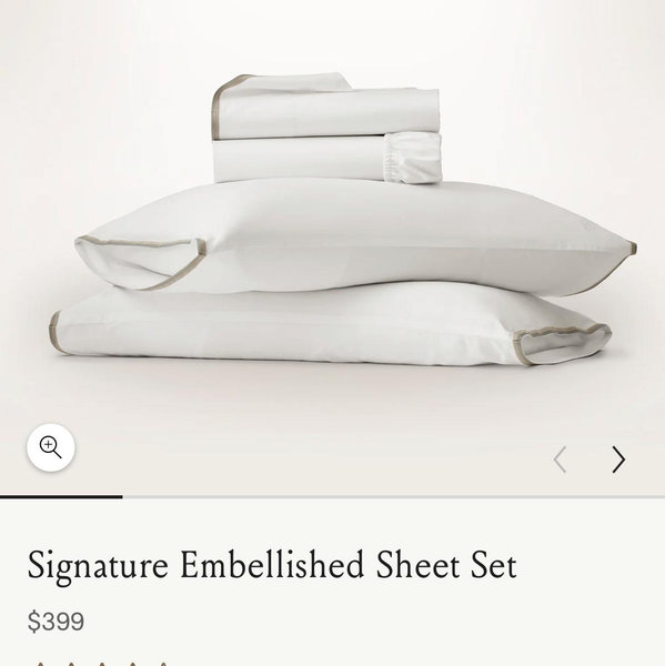 Signature Embellished Sheet Set - White/Pewter/Oak Trielle - KING w/king cases