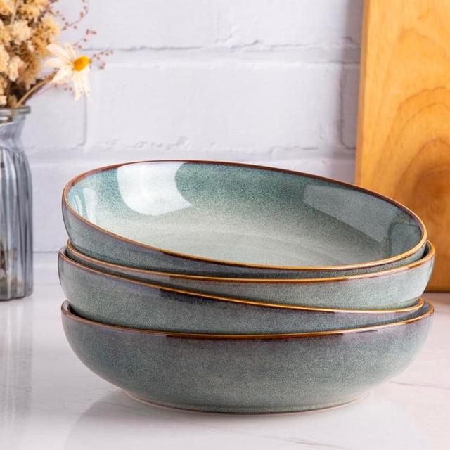 Large Pasta Bowls Set of 6 - Ocean Blue