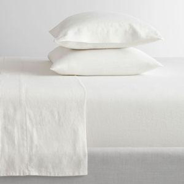 Belgian Flax Linen Hemstitch Sheet Set - Classic Ivory - Queen Size