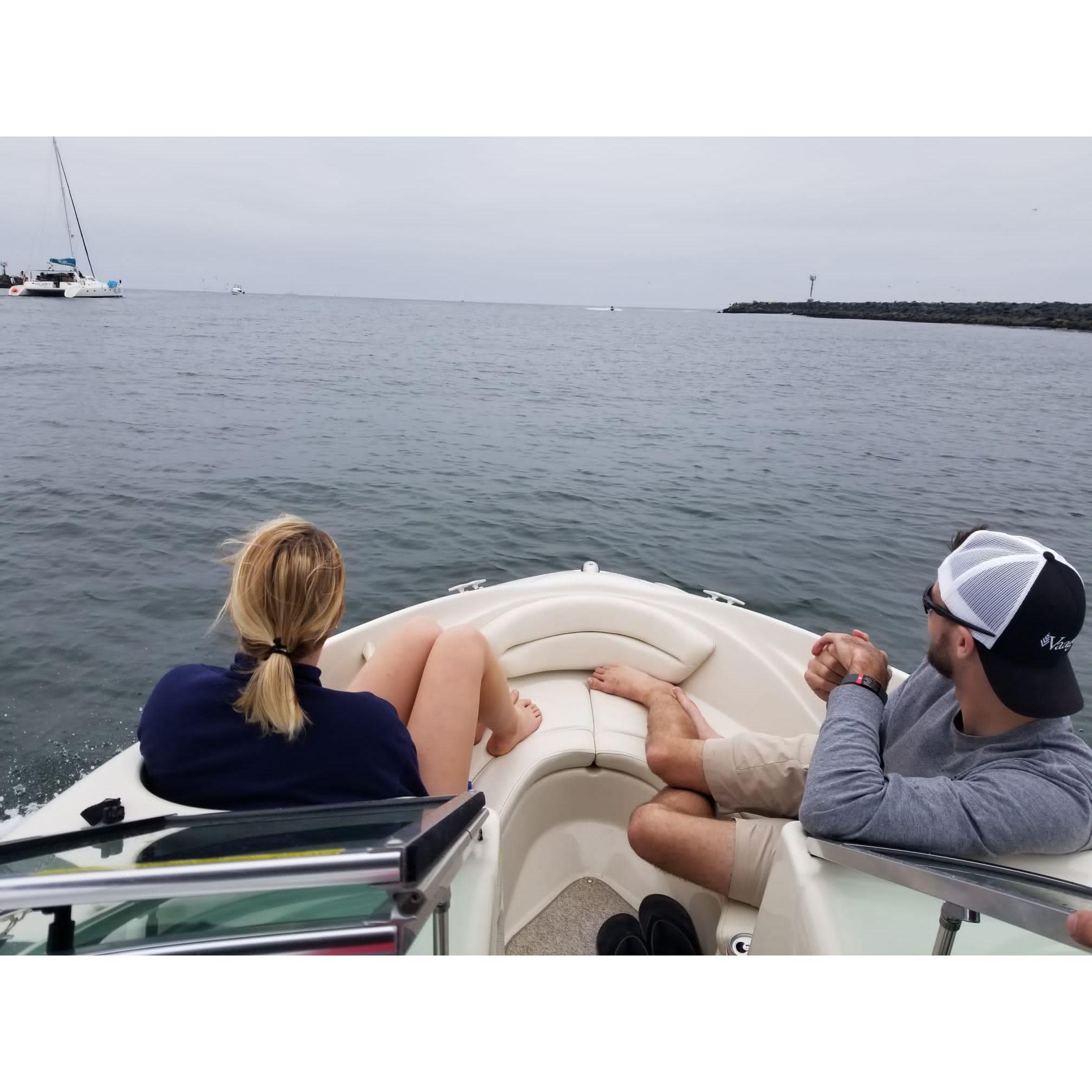 Cruisin' Mission Bay in the Bernd's boat