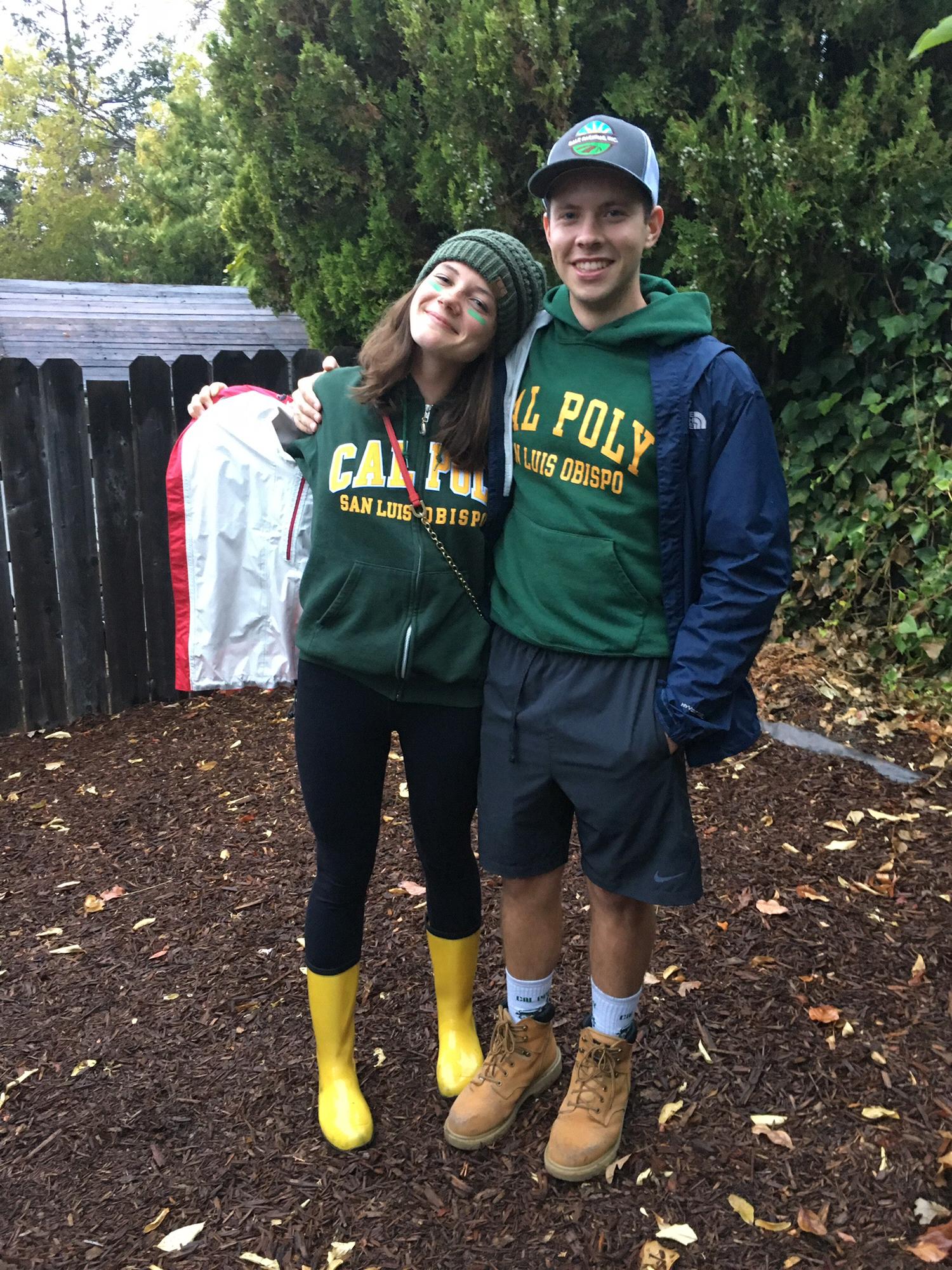 Claire and Taylor’s one and only Cal Poly sporting event. It rained and they left early GO STANGS, 2016