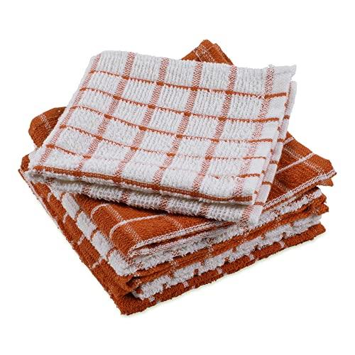 DII Terry Combo Windowpane Dishcloths Absorbant, Multi-Use, Fast Drying and Machine Washable, 12x12", Spice 6 Piece