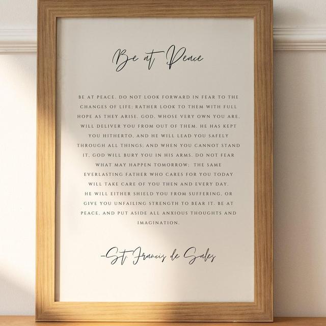 Be at Peace Prayer Print - St Francis de Sales Quote - Catholic Wall Art - Christian Digital Download - Inspirational Scripture Decor