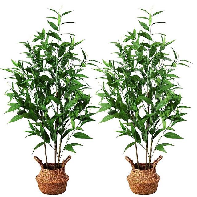 Ferrgoal Artificial Eucalyptus Tree, 47 Inch Tree Fake Plant in Pot for Home and Office Decor, Potted Faux Plants Tall Trees Indoor, Outdoor, Lifelike Decoration 2Pack, Green