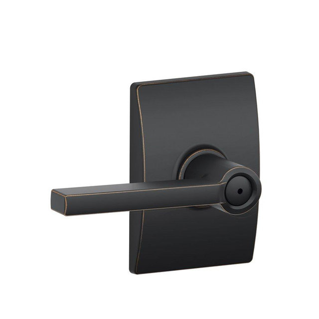 Schlage F40 LAT 716 CEN Latitude Door Lever with Century Trim, Bed & Bath Privacy Lock, Aged Bronze