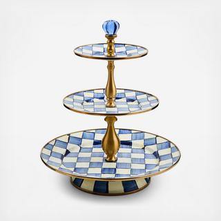Royal Check Enamel 3-Tier Sweet Stand