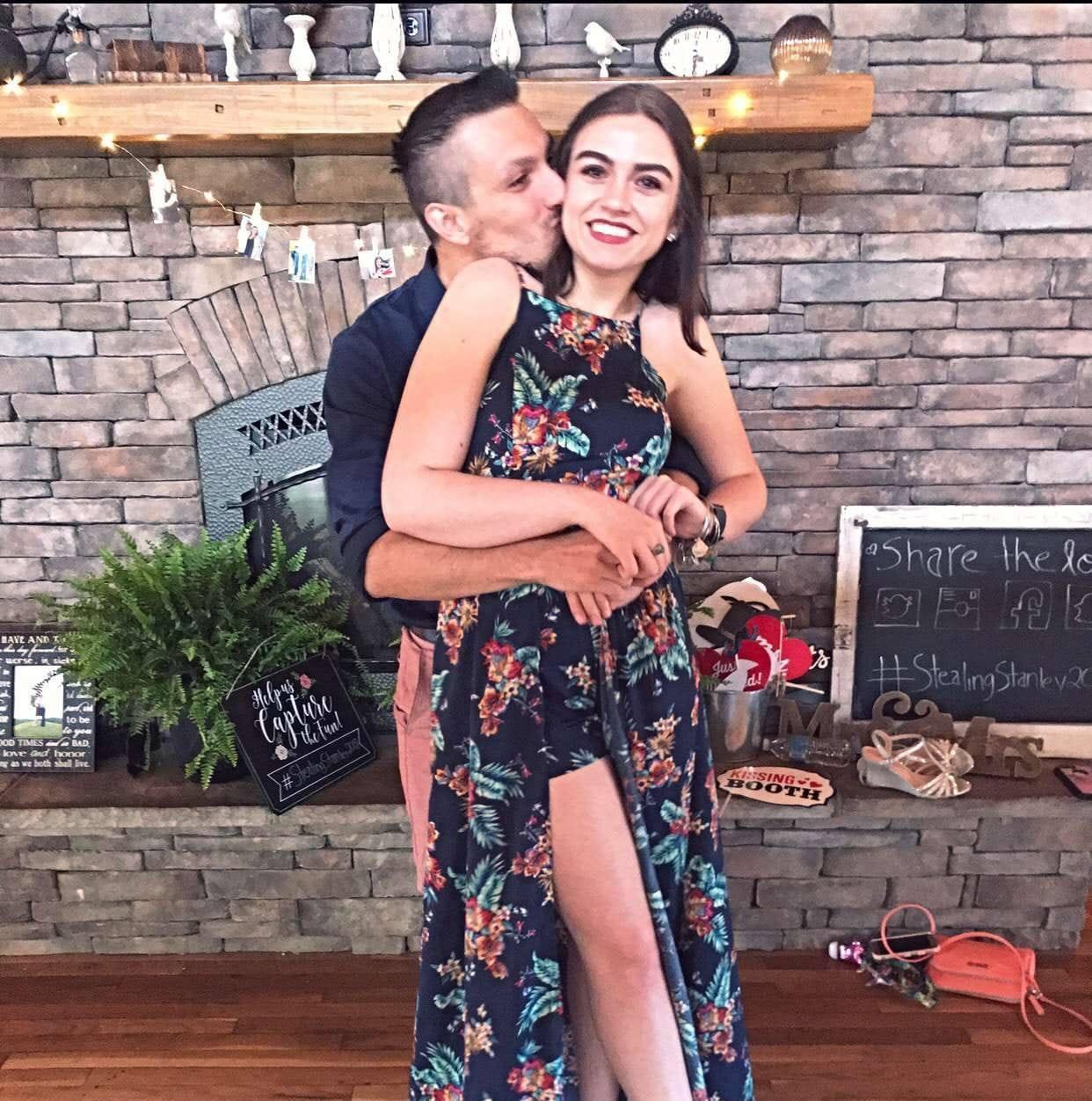 one of our first photos together with the caption, "Totally fine if it would have been our wedding." 
6-2-2018