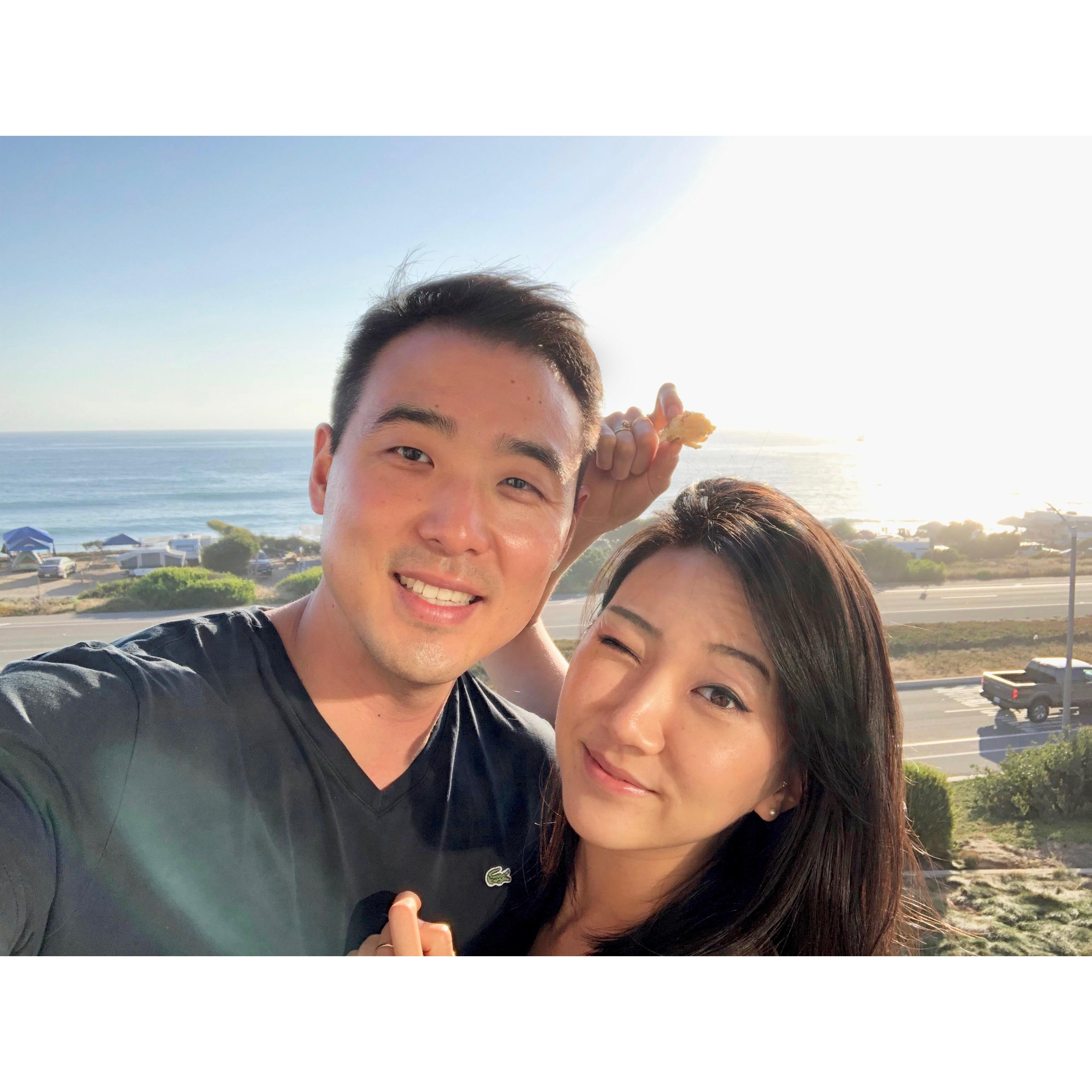 Day after the proposal. 
(We survived 2 earthquakes during our trip)