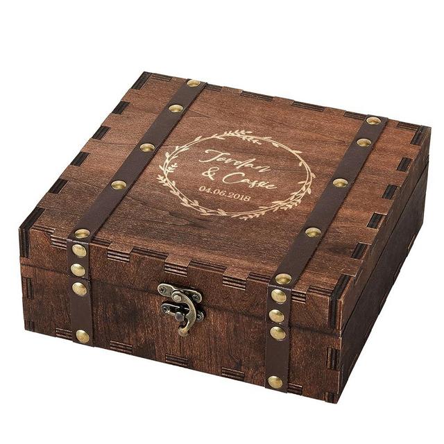 AW BRIDAL Personalized Wedding Keepsake Box Memory Box Wooden Storage Box for Trinkets Photos Jewelry Wedding Engagement Gifts for Couples//DK2201CPP67//